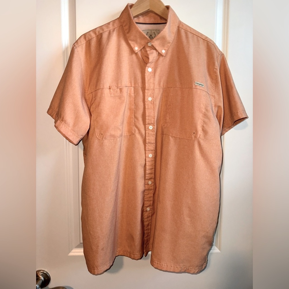 Tallwoods Men's Button-Down Fishing Shirt Orange Size XL